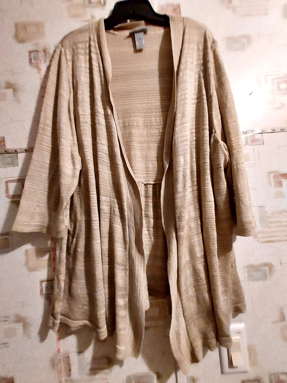 Catherines Neutral Beige Open-Front Tunic Cardigan